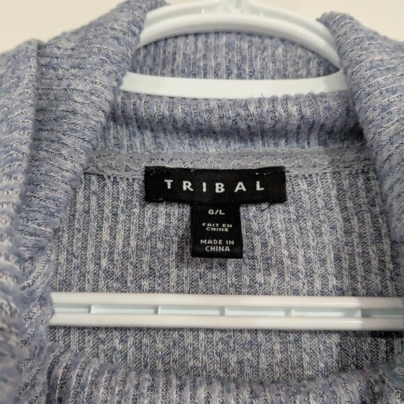 Tribal Cowl Neck Sweater Space Dye Blue Size Large - Picture 2 of 5